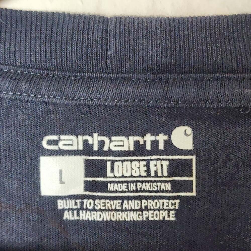 Carhartt Shirt Mens Large Blue Loose Fit K87 Pocket Tee Heavyweight Workwear - Picture 4 of 9